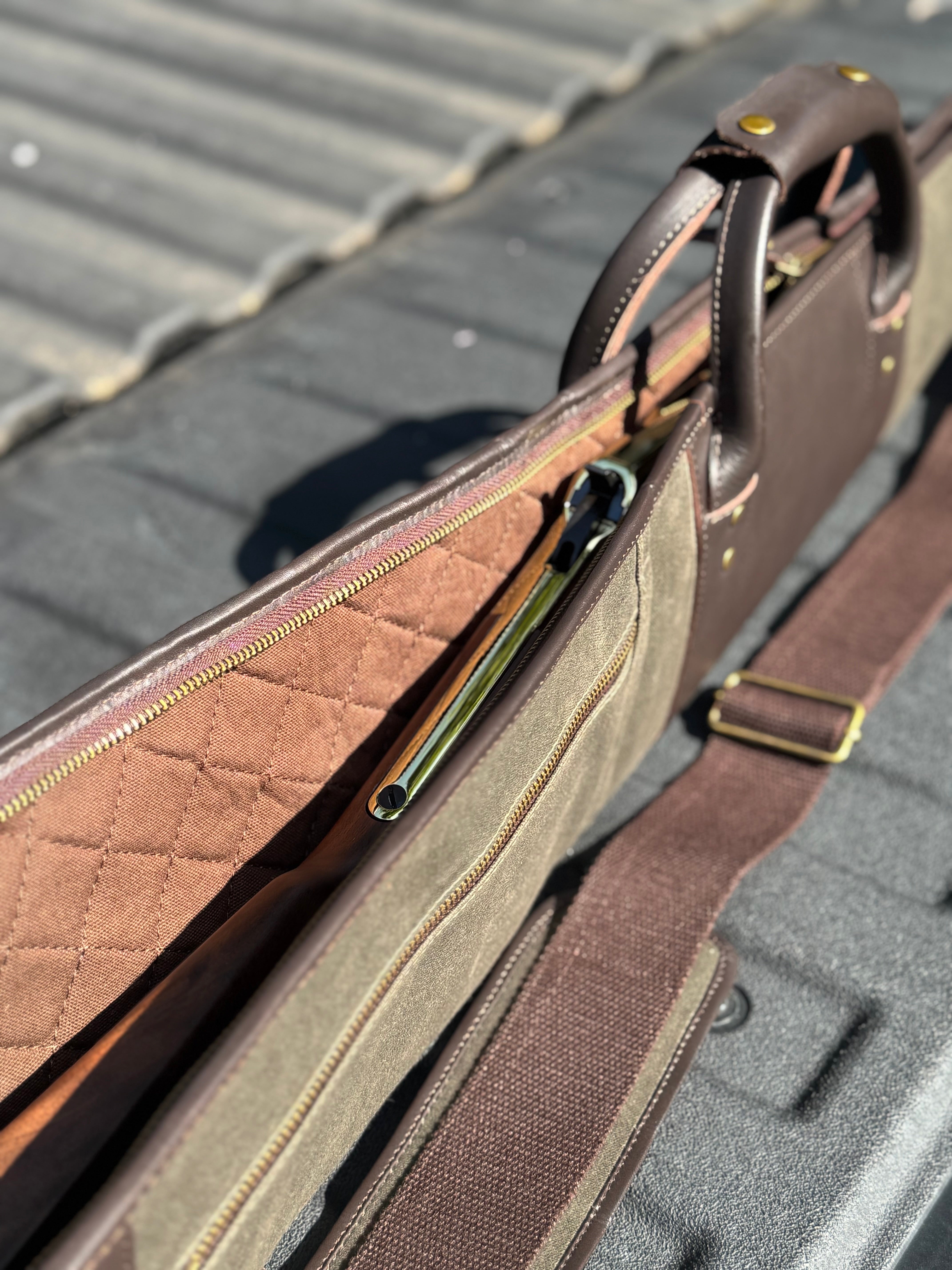 Green Waxed Canvas Leather Henry Rifle Case