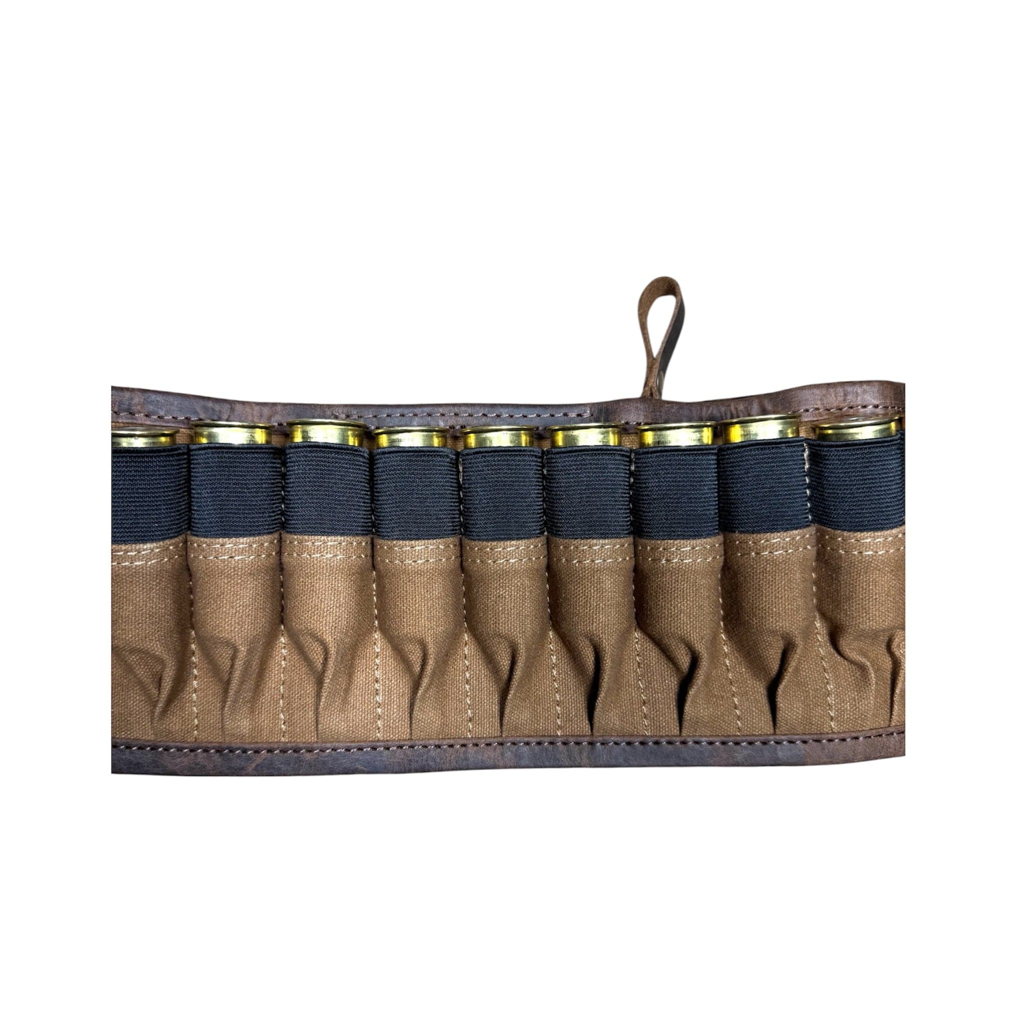 CLEAN TRIGGER Brown Canvas leather 24 shotgun shell Holder. Brown Canvas leather 24 shotgun shell Holder.