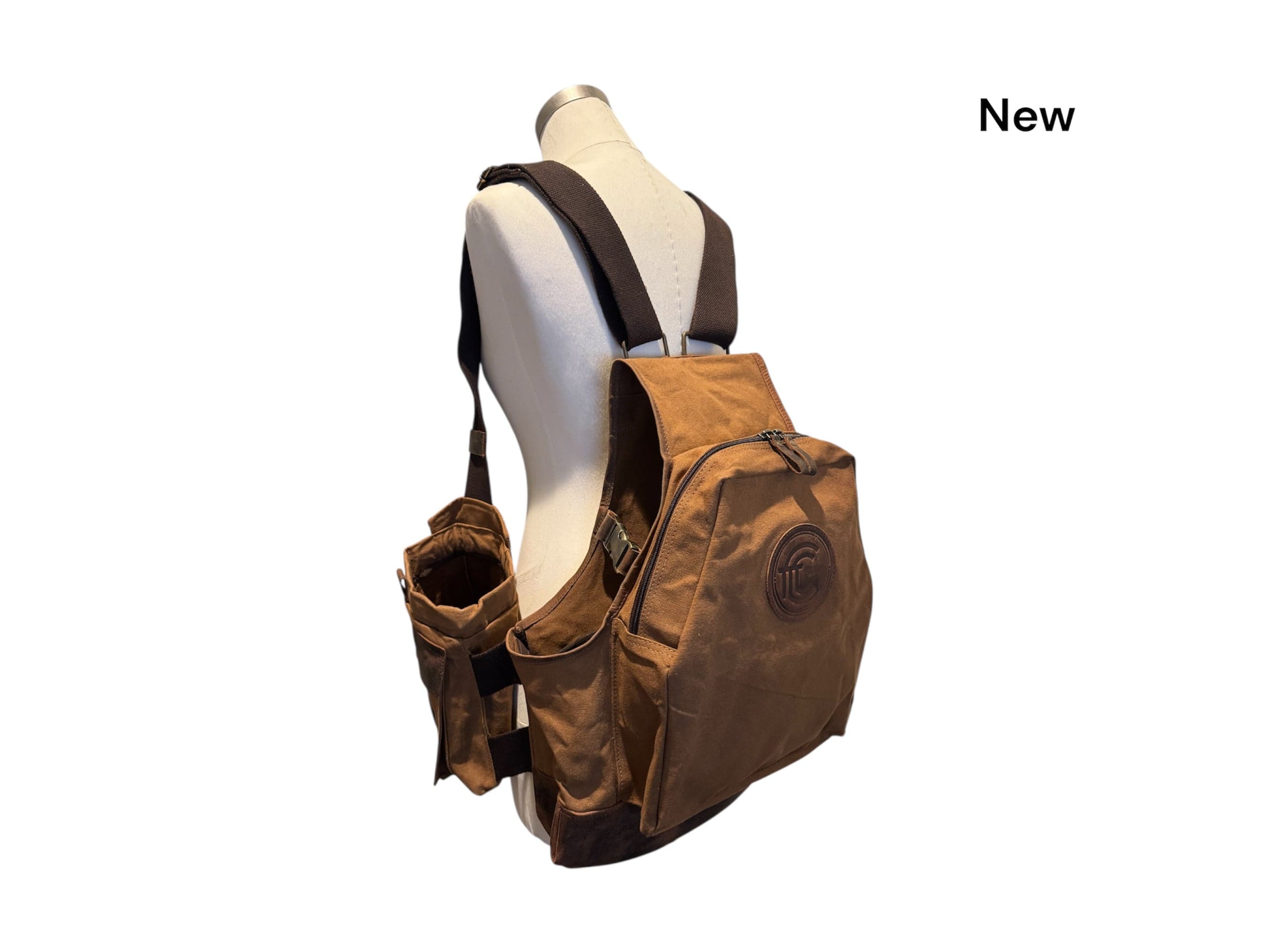 CLEAN TRIGGER Brown Canvas Leather Game Vest Brown Canvas Leather Game Vest