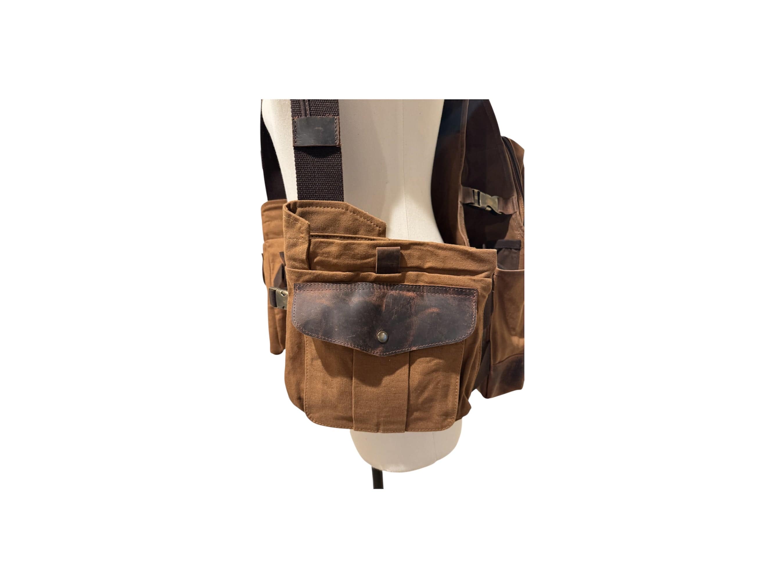 CLEAN TRIGGER Brown Canvas Leather Game Vest | Ships Out Same Day! Brown Canvas Leather Game Vest | Ships Out Same Day!