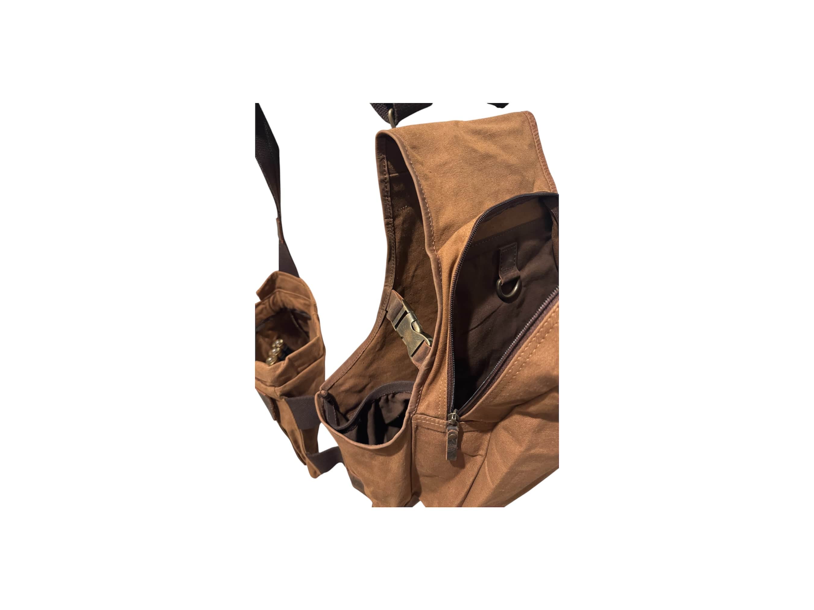 CLEAN TRIGGER Brown Canvas Leather Game Vest | Ships Out Same Day! Brown Canvas Leather Game Vest | Ships Out Same Day!