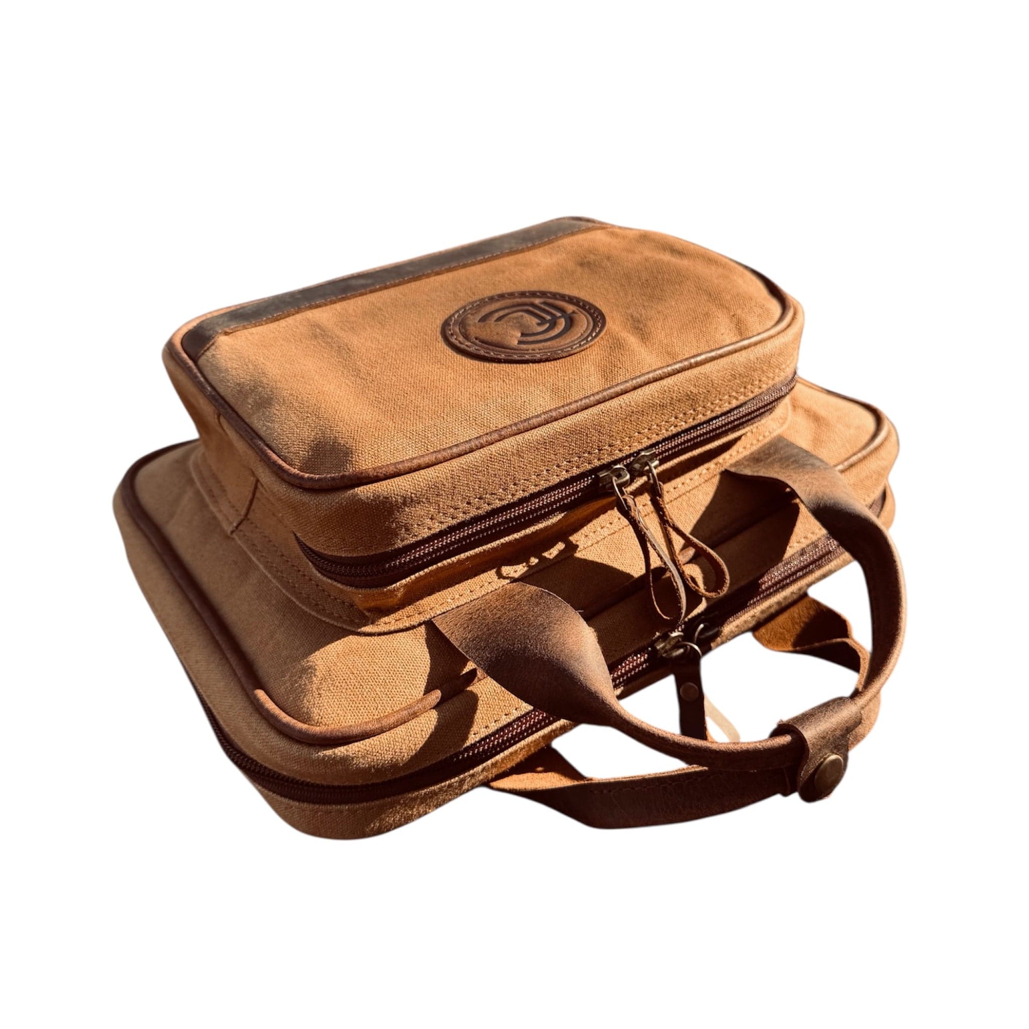 CLEAN TRIGGER Brown Canvas Leather Handgun Range Bag Brown Canvas Leather Handgun Range Bag