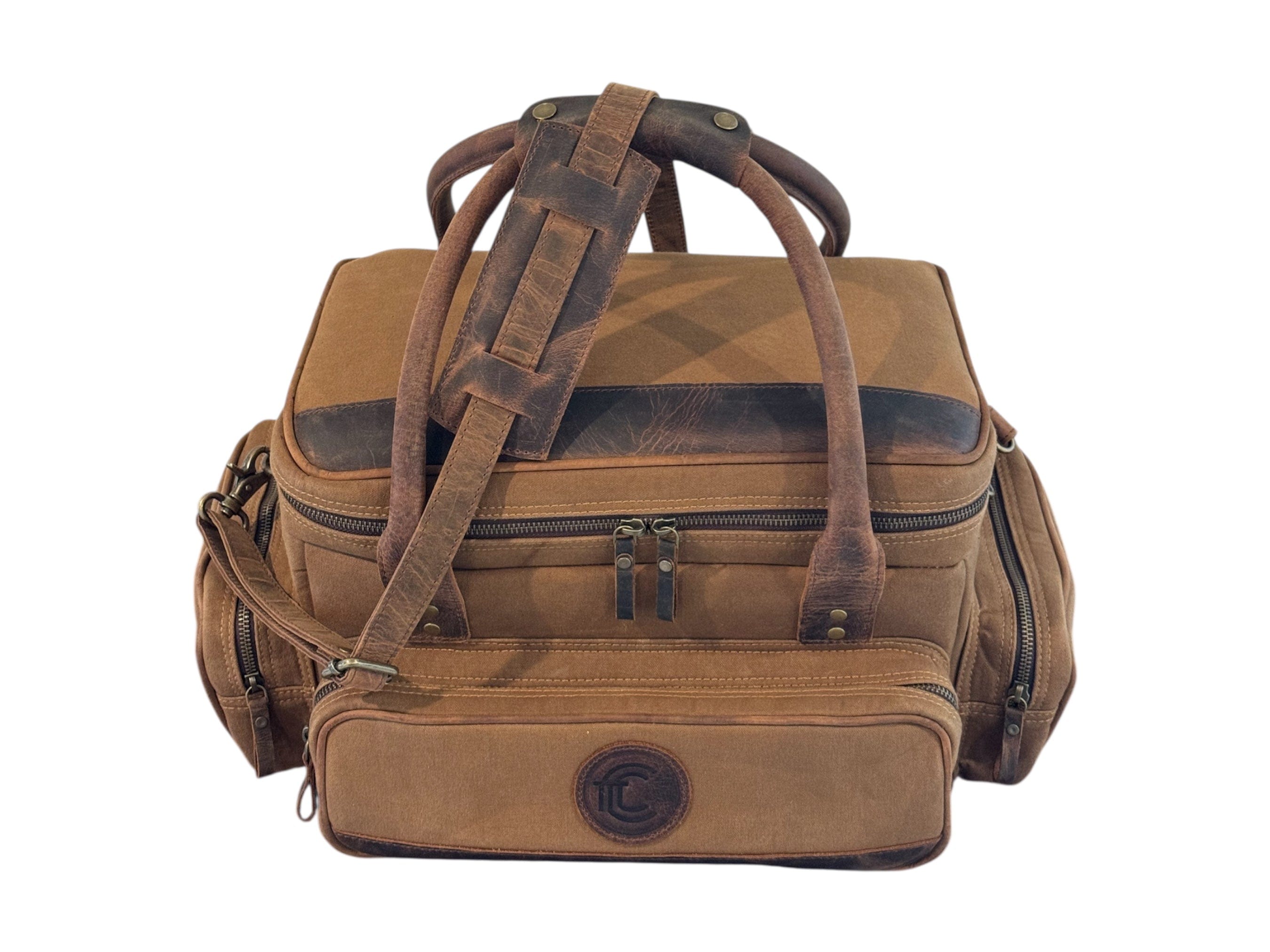 CLEAN TRIGGER Brown Canvas Leather Range / Field Bag Brown Canvas Leather Range / Field Bag
