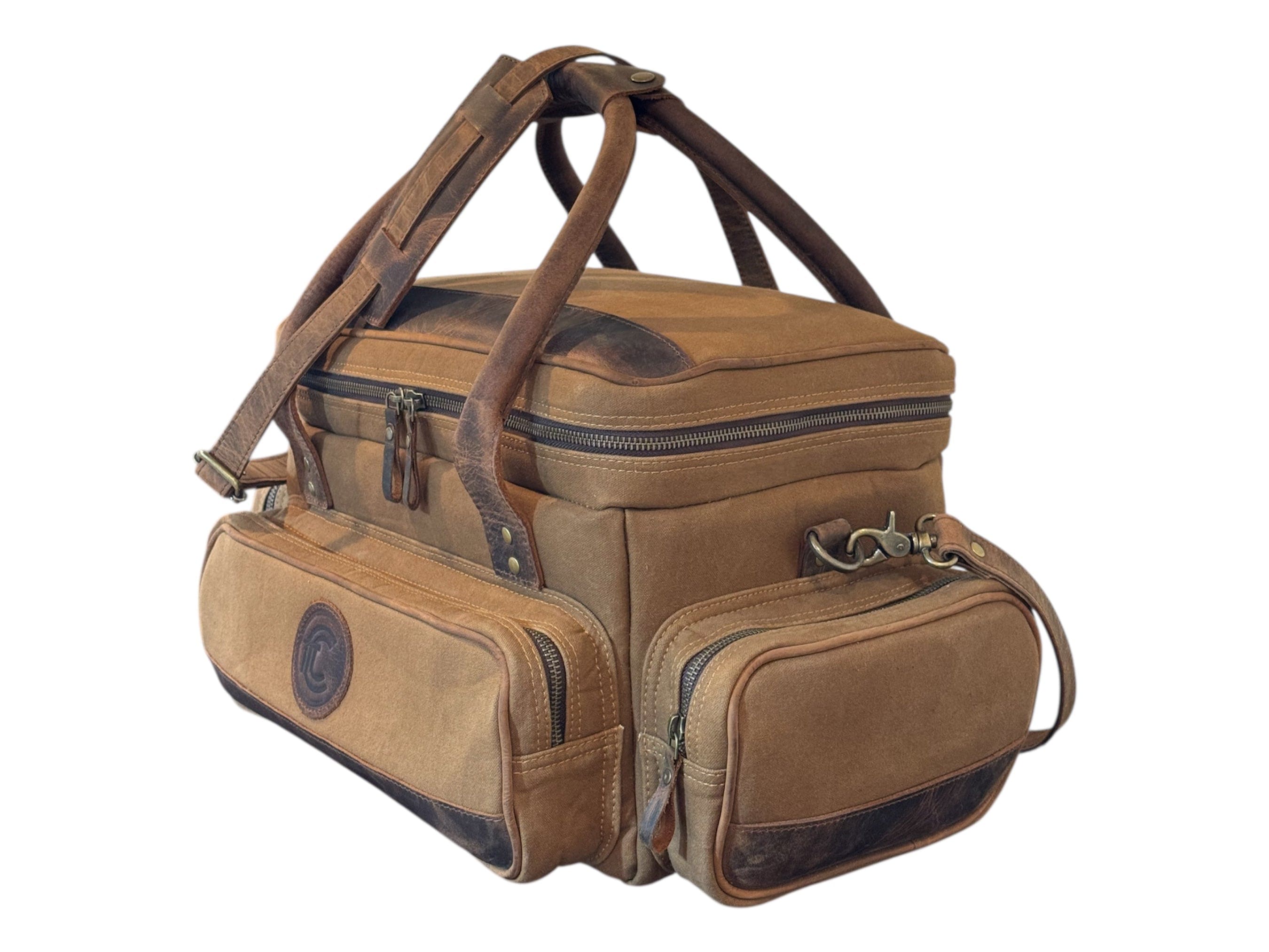 CLEAN TRIGGER Brown Canvas Leather Range / Field Bag Brown Canvas Leather Range / Field Bag