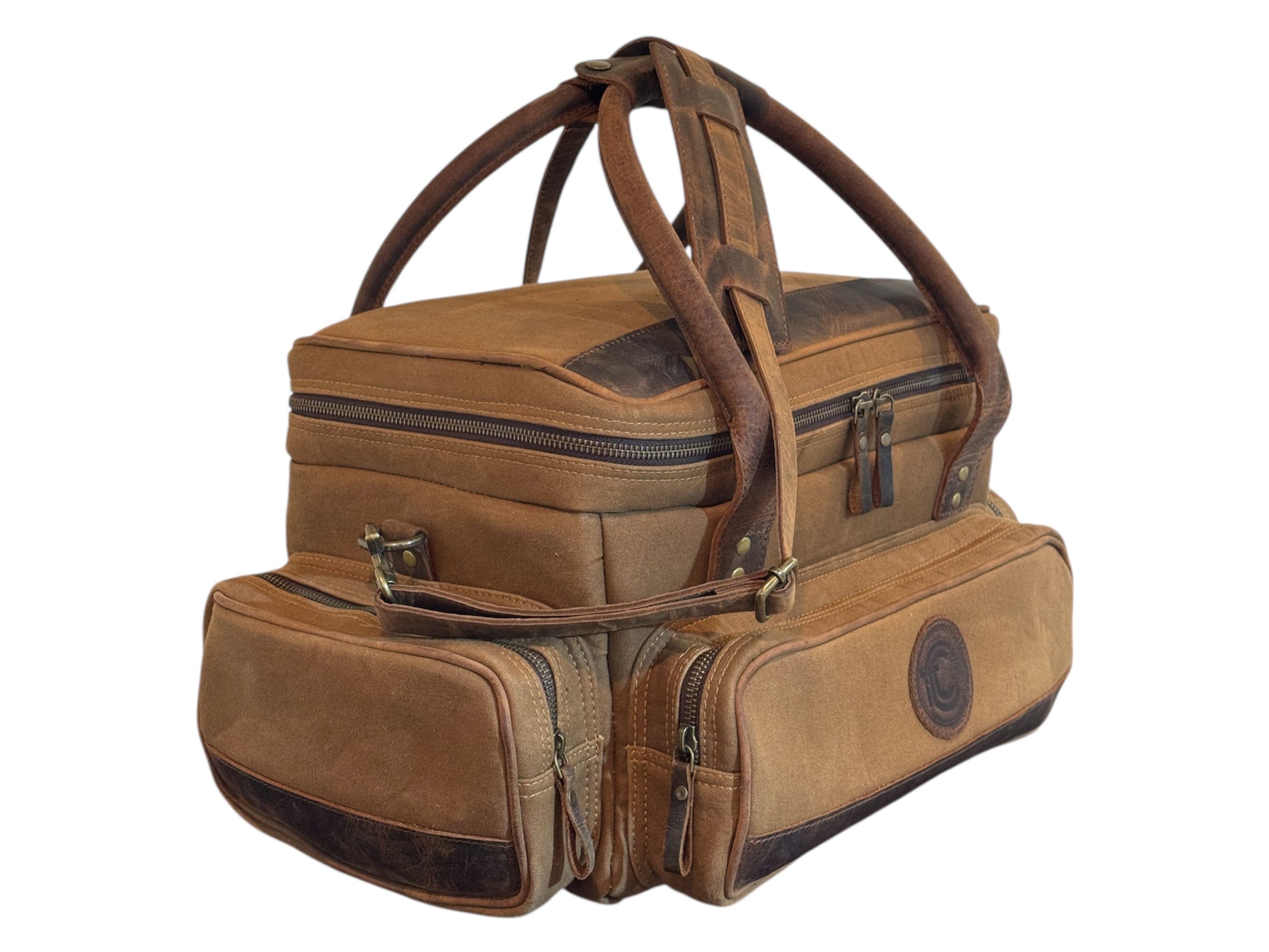 CLEAN TRIGGER Brown Canvas Leather Range / Field Bag Brown Canvas Leather Range / Field Bag
