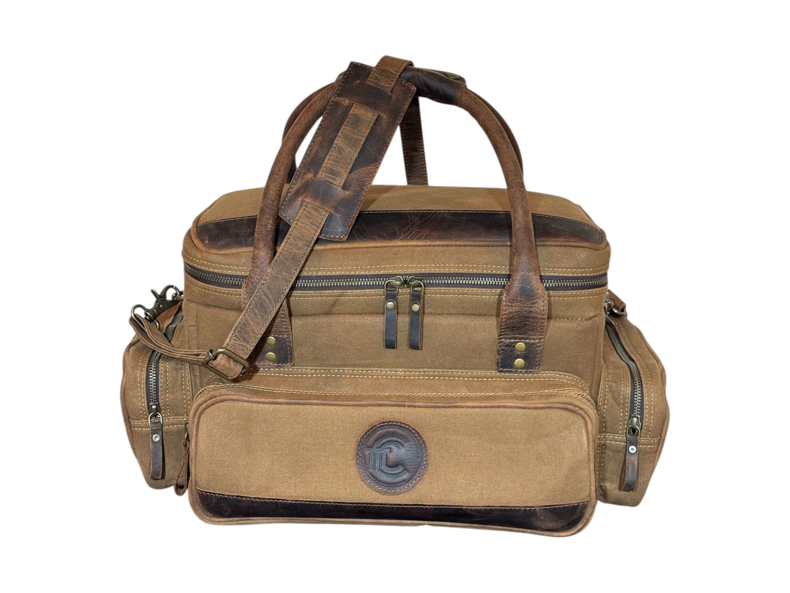 CLEAN TRIGGER Brown Canvas Leather Range / Field Bag Brown Canvas Leather Range / Field Bag