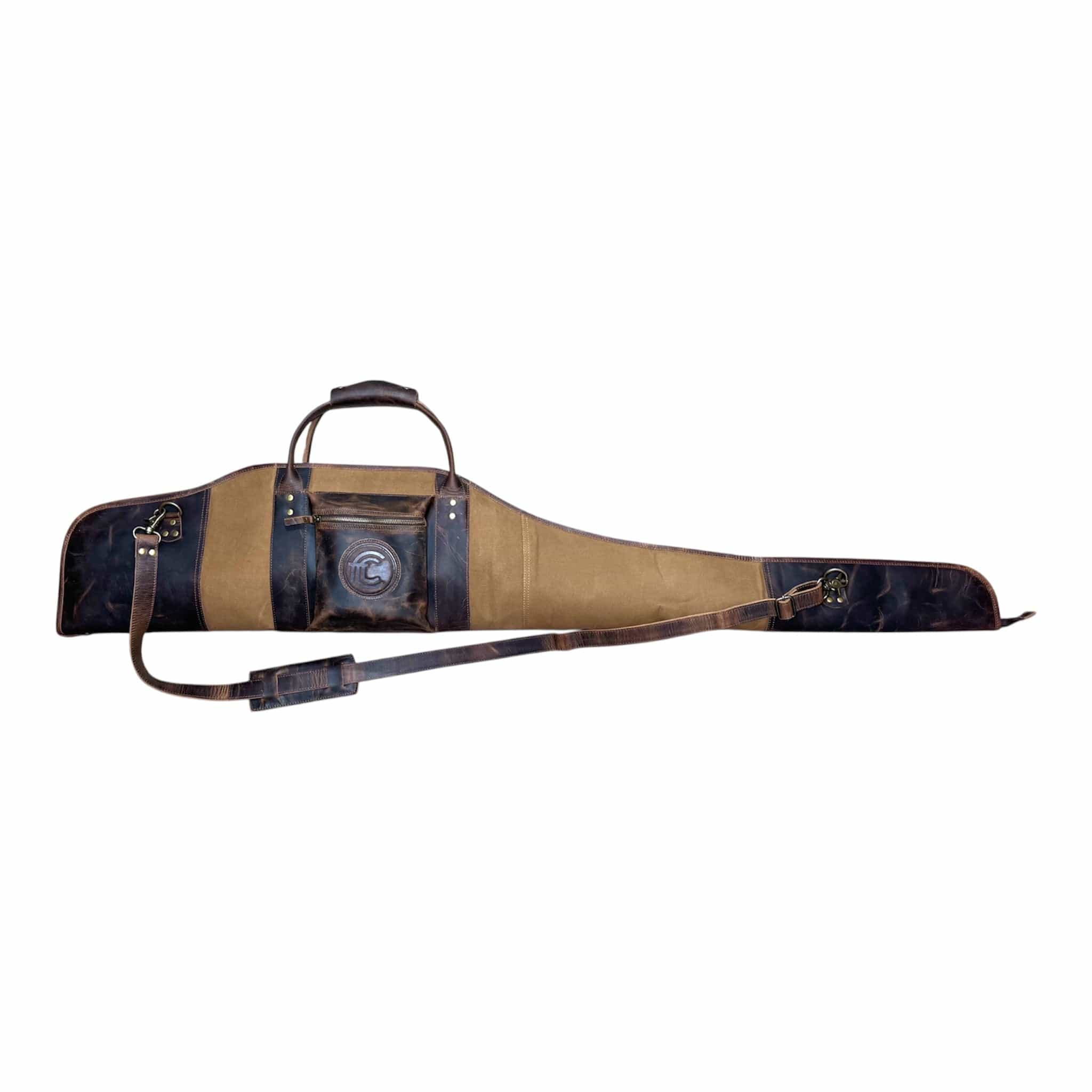 CLEAN TRIGGER Brown Canvas Leather Rifle Scope Case Brown Canvas Leather Rifle Scope Case