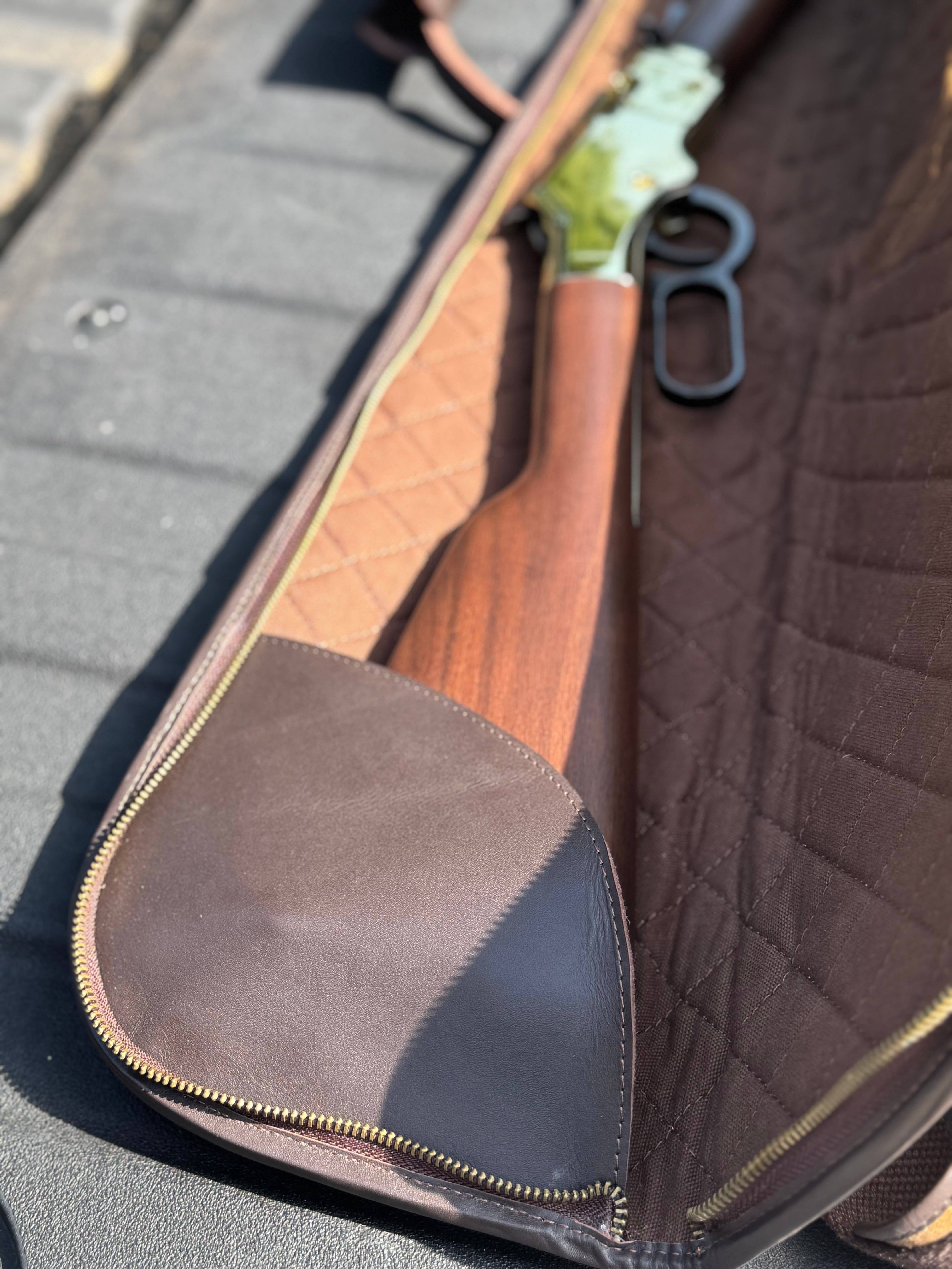 CLEAN TRIGGER Brown Waxed Canavs Leather Henry Rifle Case Brown Waxed Canavs Leather Henry Rifle Case