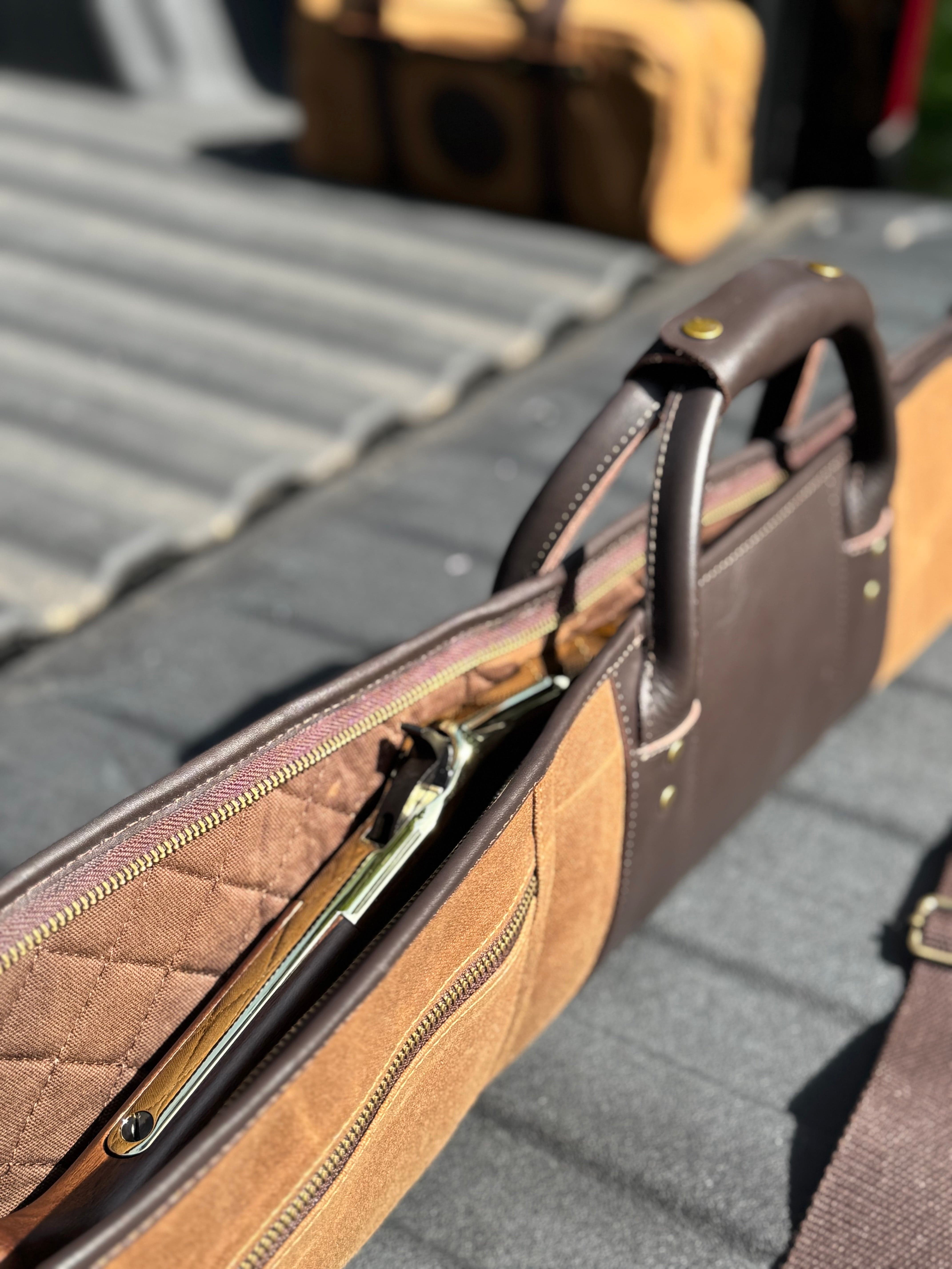 CLEAN TRIGGER Brown Waxed Canavs Leather Henry Rifle Case Brown Waxed Canavs Leather Henry Rifle Case
