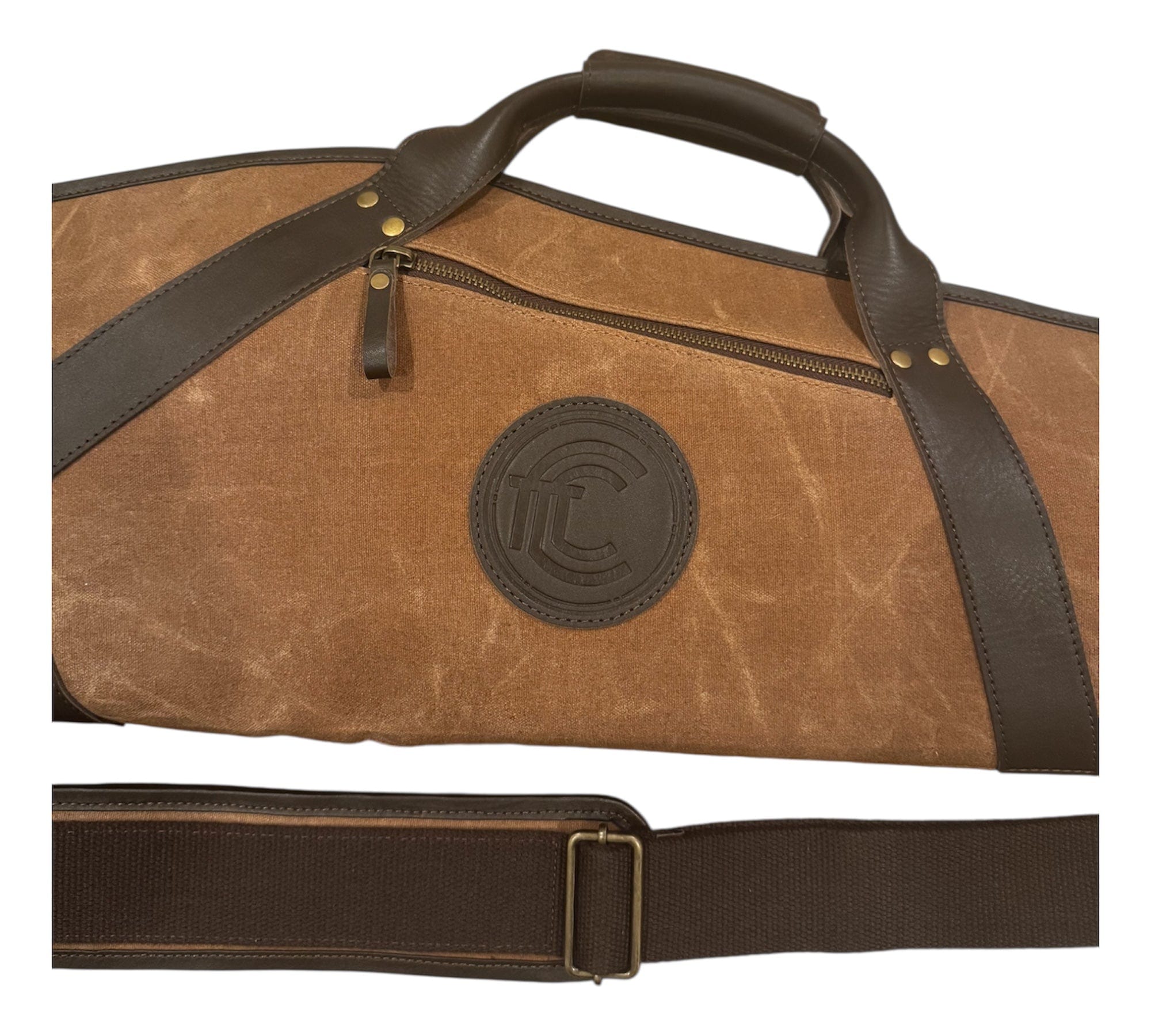 CLEAN TRIGGER Brown Waxed Canvas Leather Rifle Case Brown Waxed Canvas Leather Rifle Case
