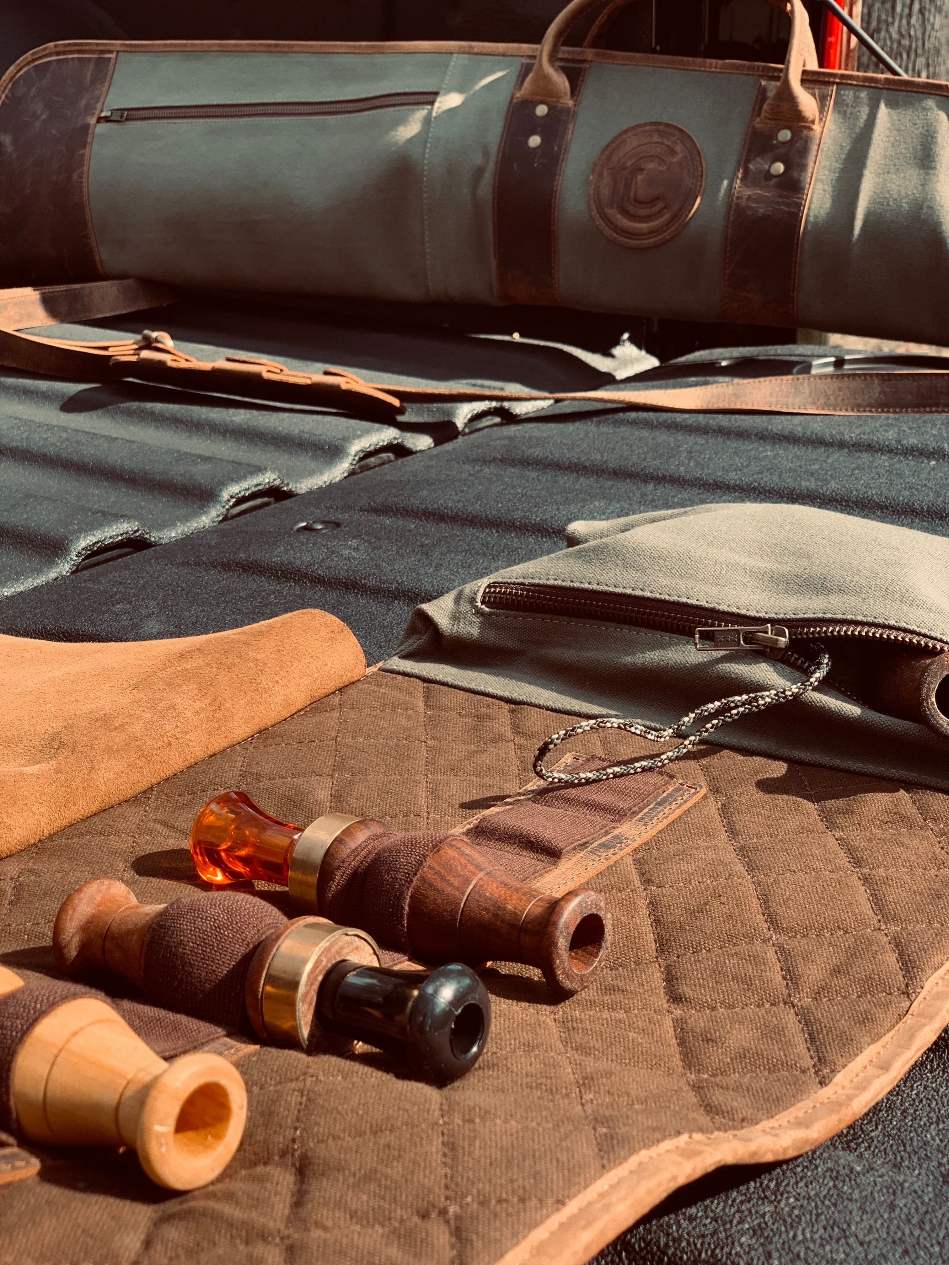 CLEAN TRIGGER Duck calls Storage Roll Canvas Leather Duck calls Storage Roll Canvas Leather