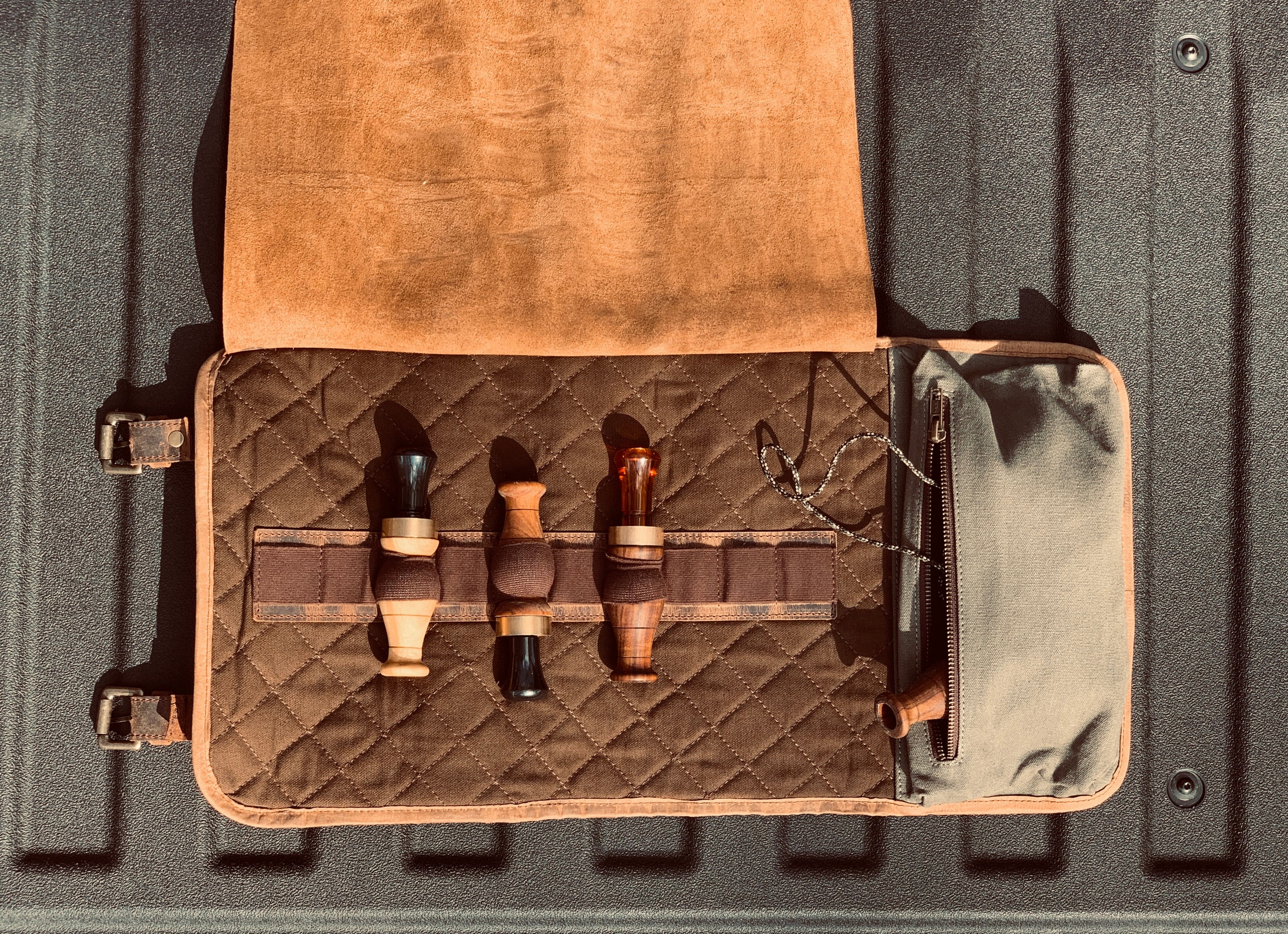 CLEAN TRIGGER Duck calls Storage Roll Canvas Leather Duck calls Storage Roll Canvas Leather