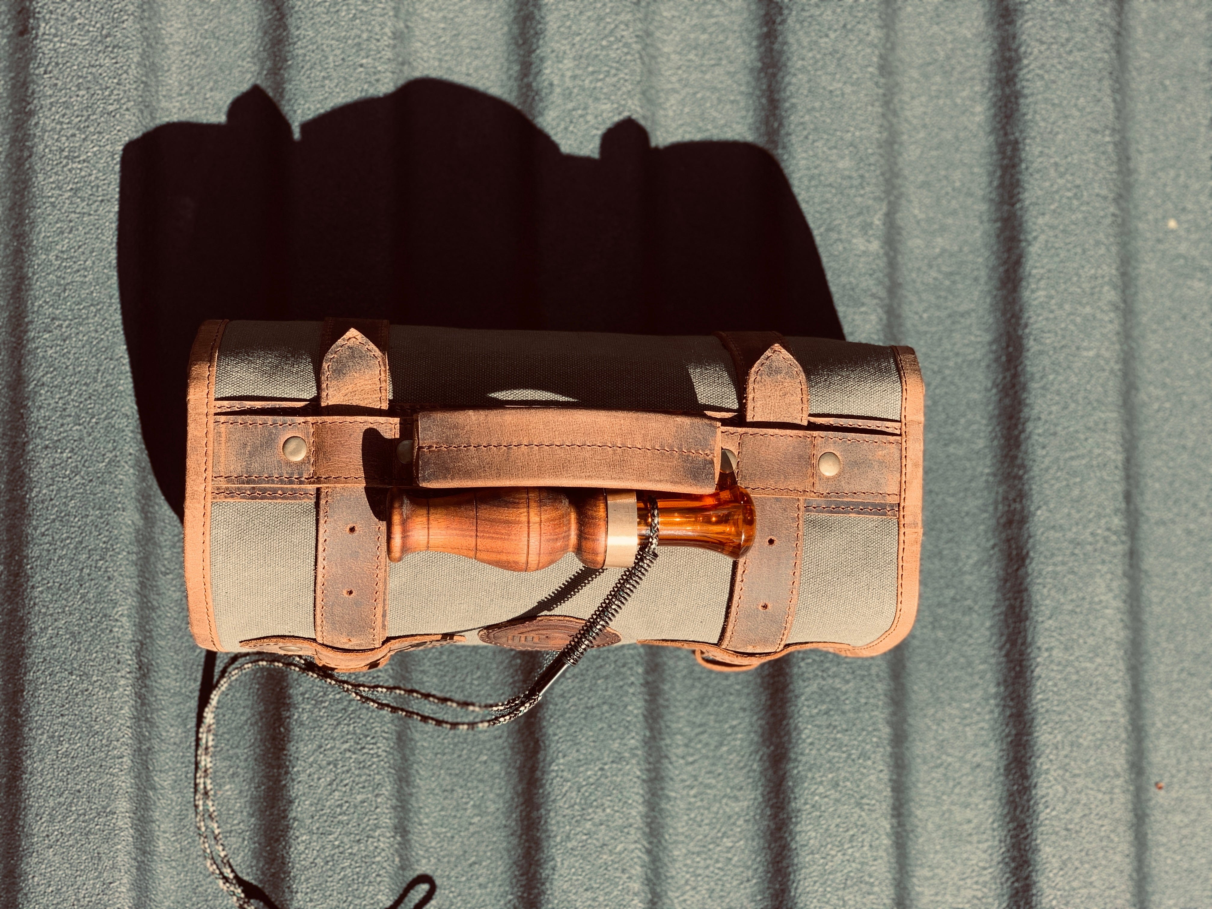 CLEAN TRIGGER Duck calls Storage Roll Canvas Leather Duck calls Storage Roll Canvas Leather