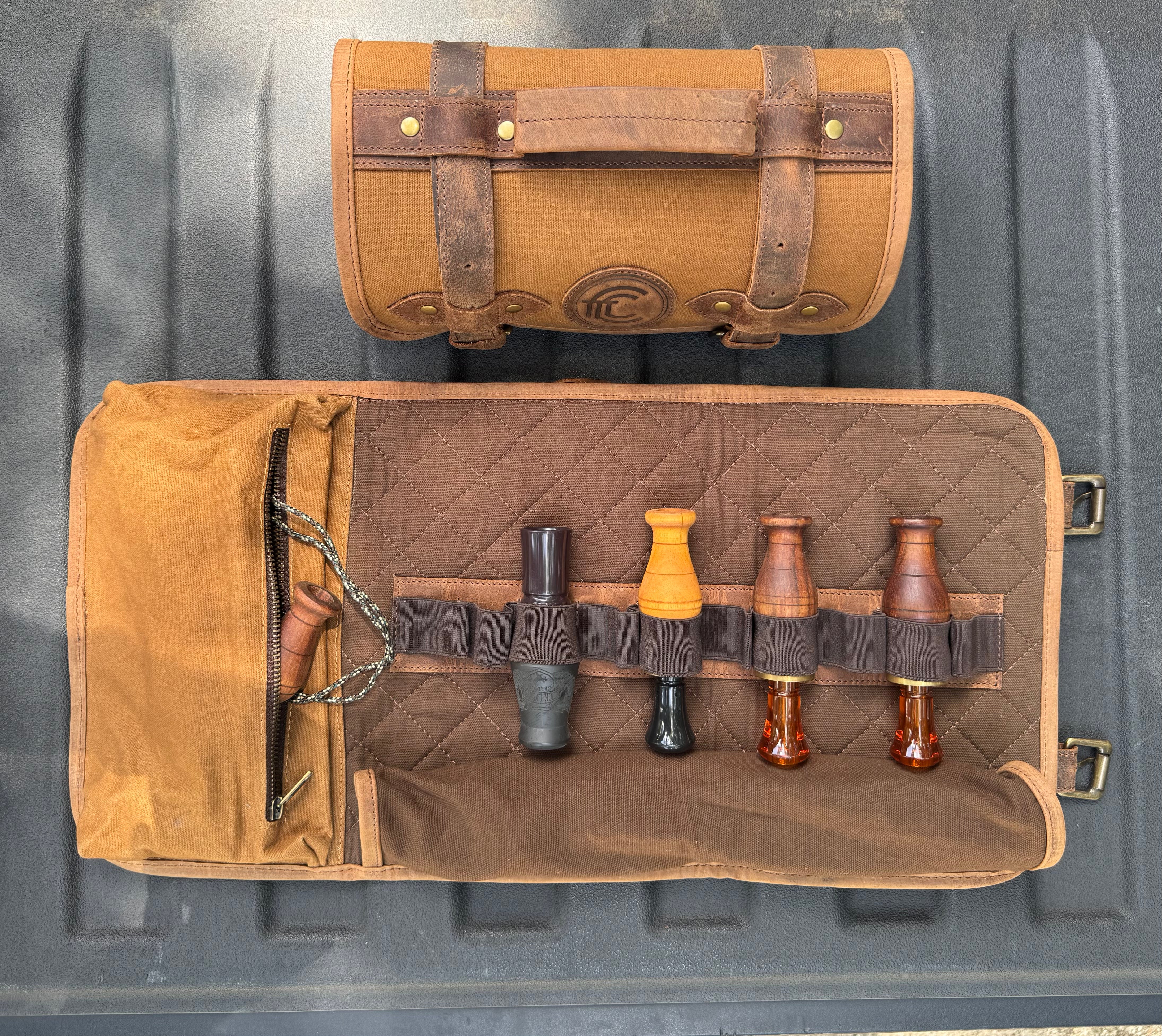 CLEAN TRIGGER Duck calls Storage Roll Canvas Leather Duck calls Storage Roll Canvas Leather