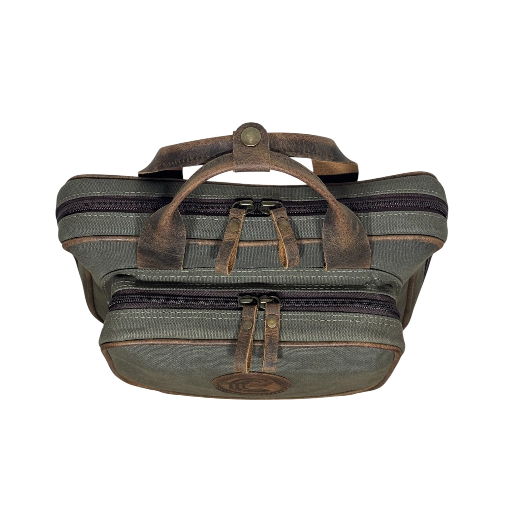 CLEAN TRIGGER Green Canvas Leather Handgun Bag Green Canvas Leather Handgun Bag