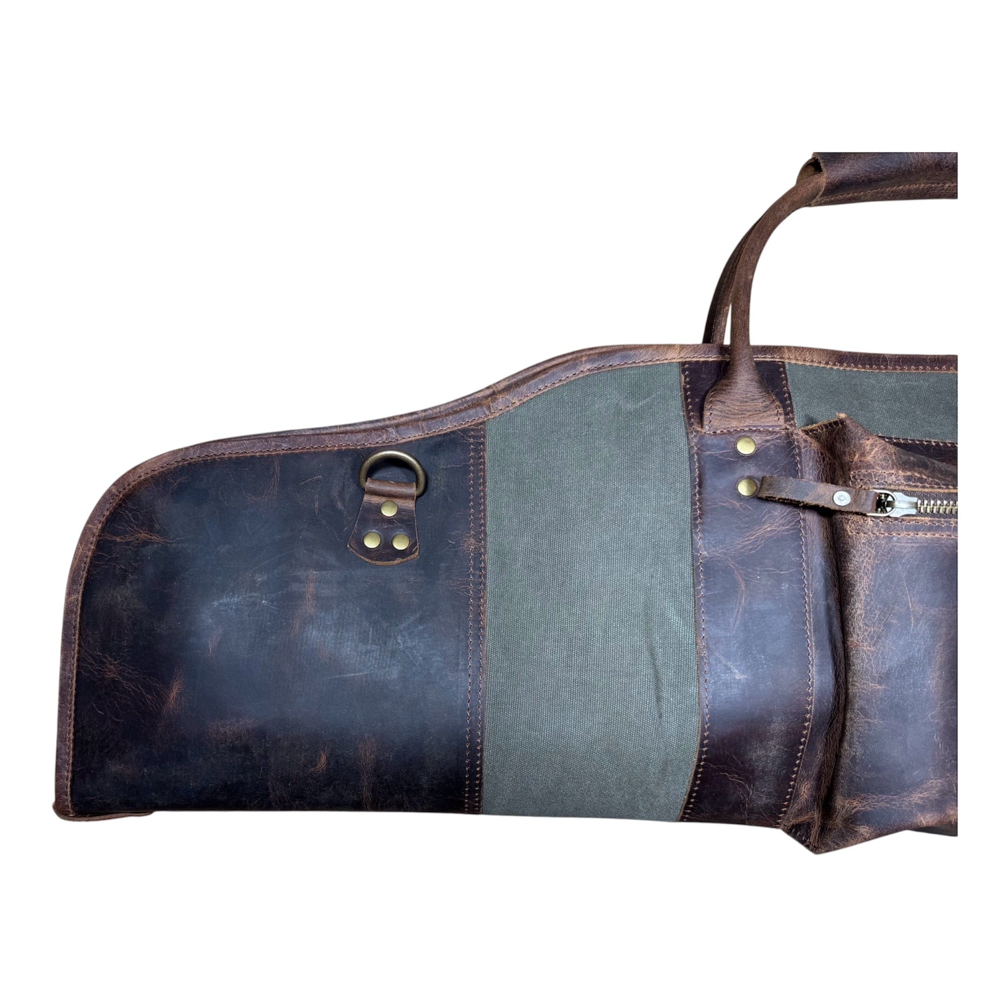 CLEAN TRIGGER Green Canvas Leather Rifle Case Green Canvas Leather Rifle Case