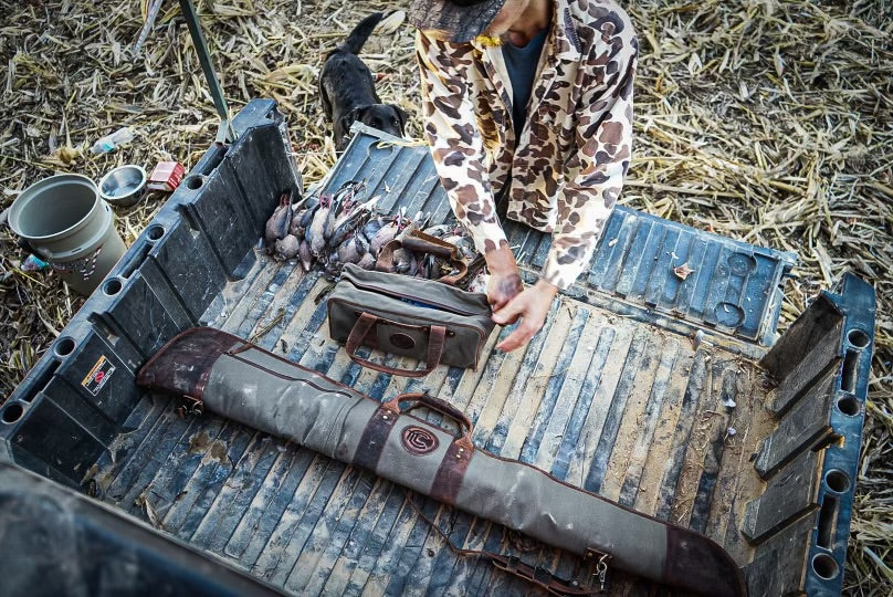 Waxed Canvas Leather Shotgun Case