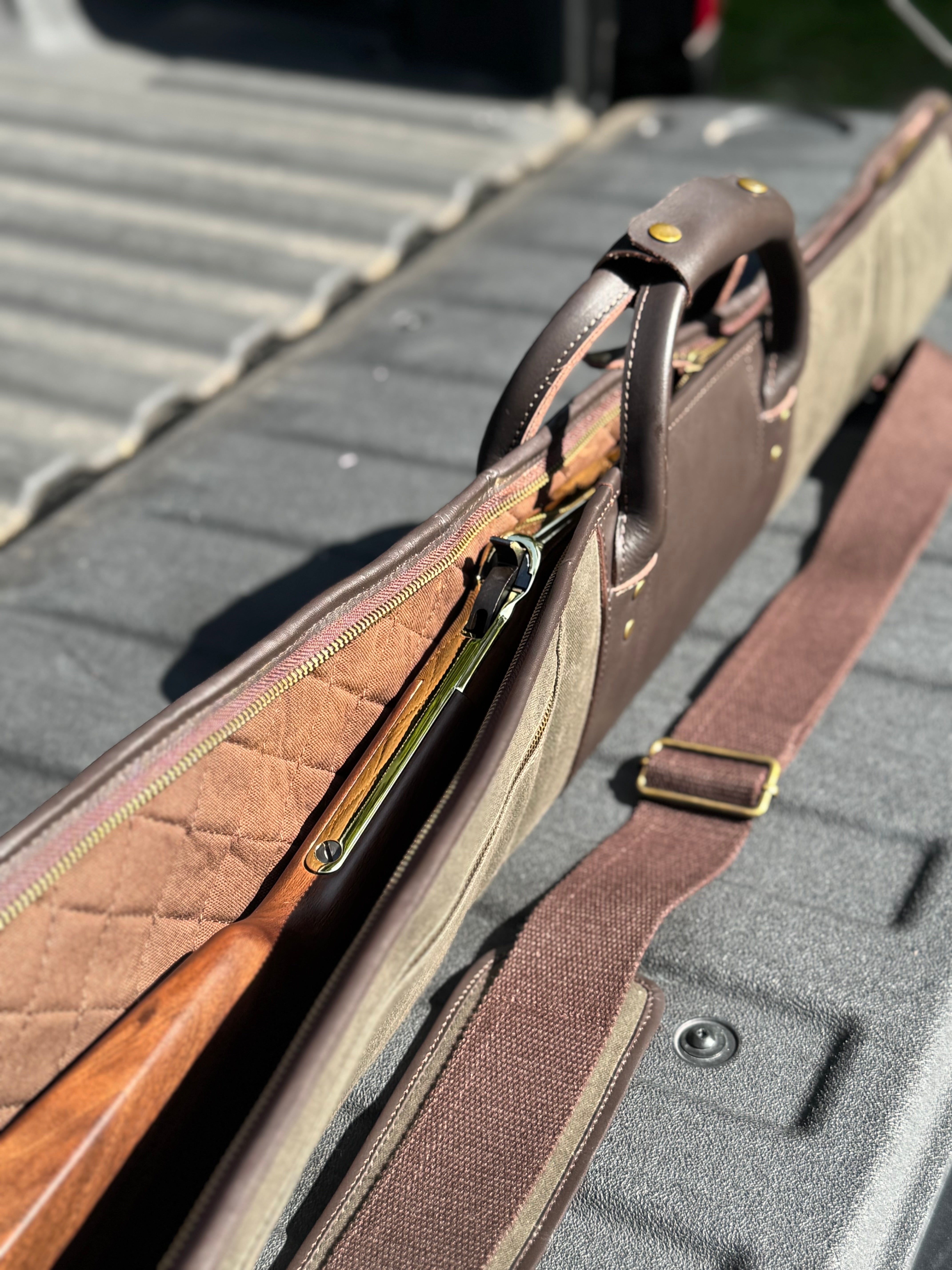 Green Waxed Canvas Leather Henry Rifle Case