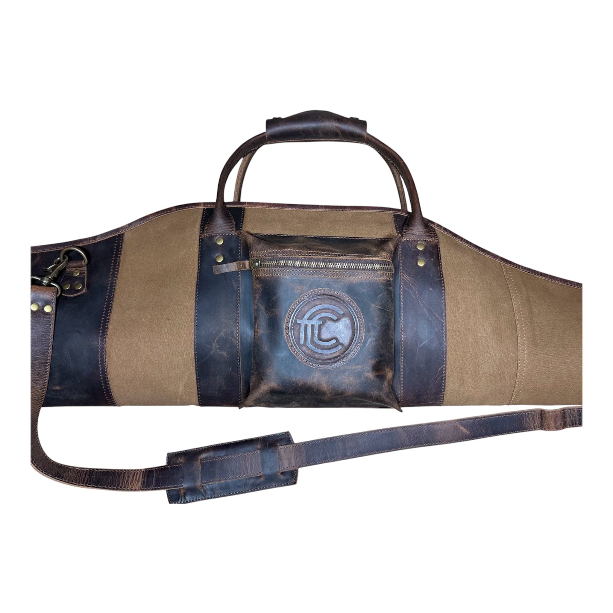 CLEAN TRIGGER Brown Canvas Leather Rifle Scope Case Brown Canvas Leather Rifle Scope Case