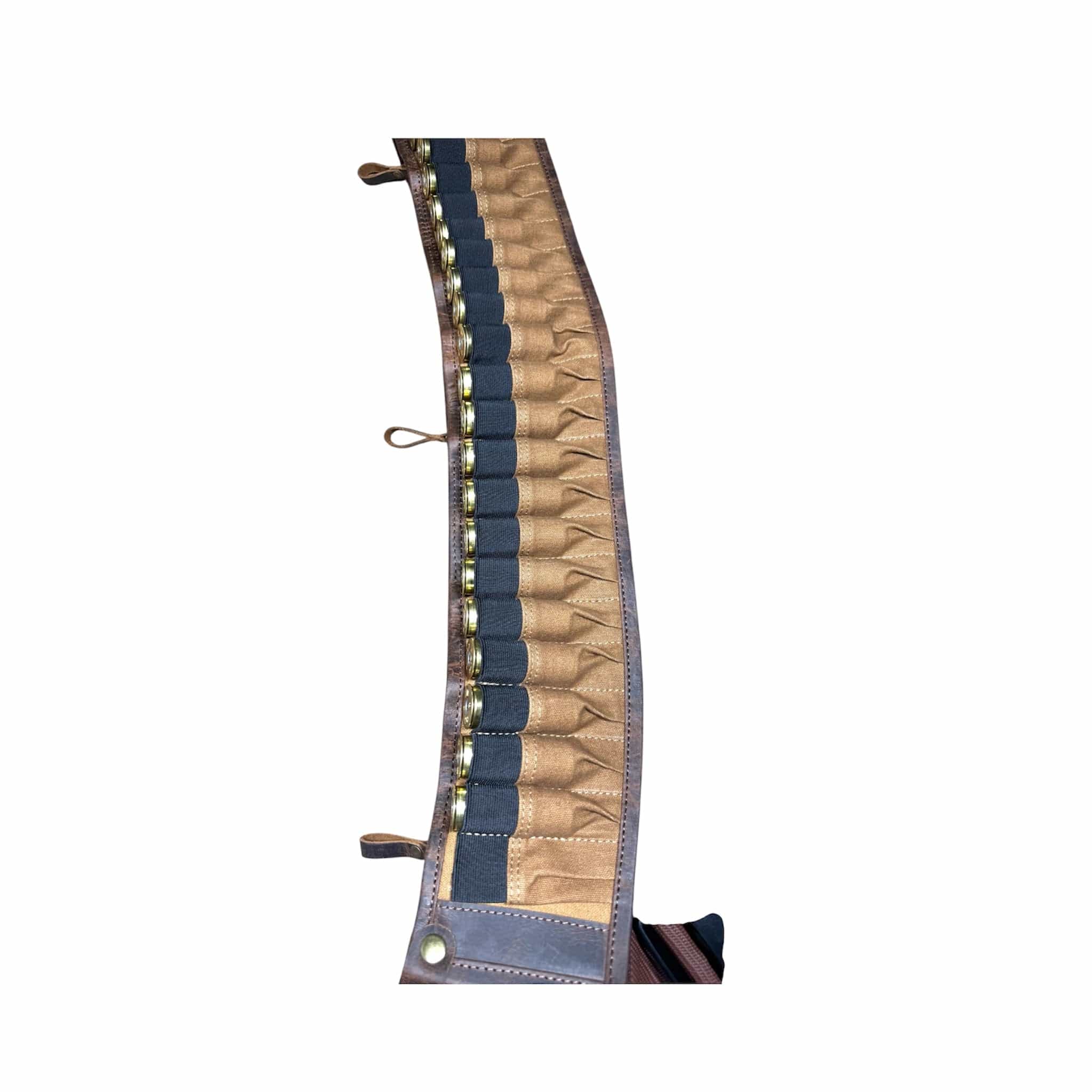 CLEAN TRIGGER Brown Canvas Leather Shotgun Shell Belt Brown Canvas Leather Shotgun Shell Belt