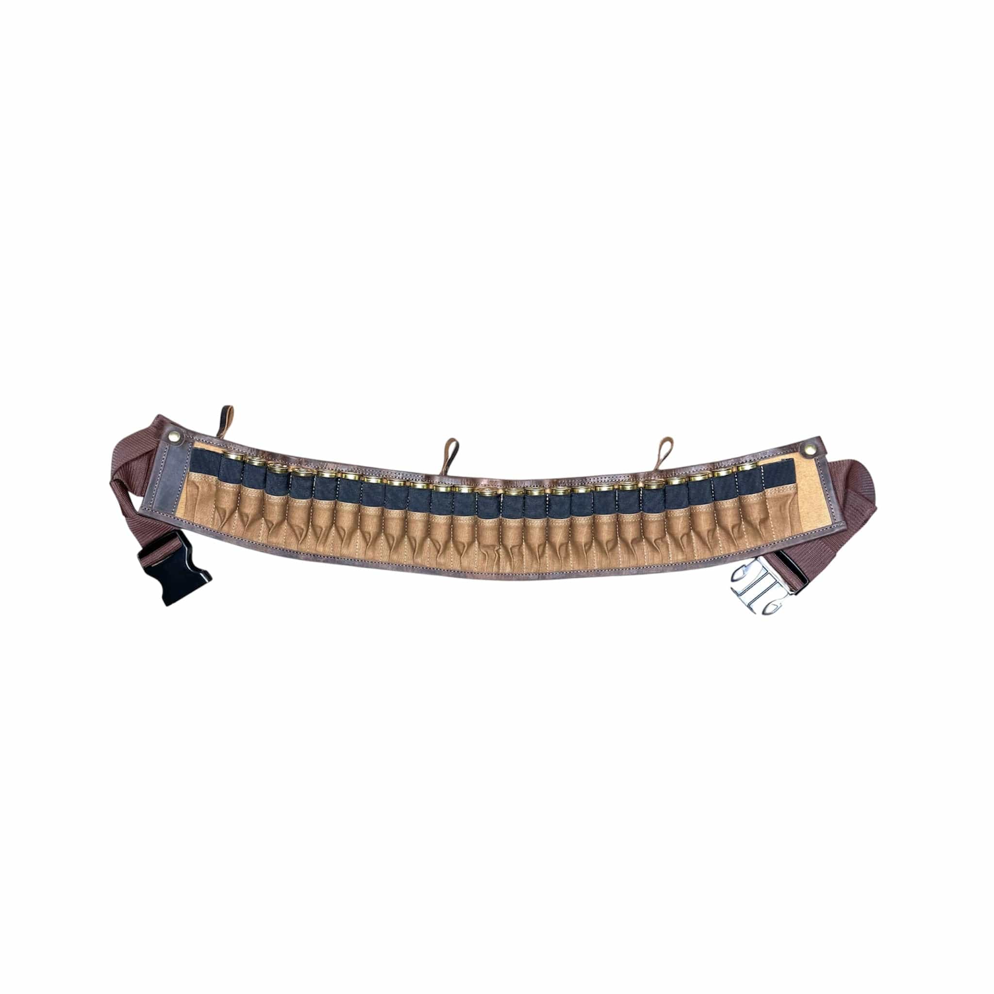 CLEAN TRIGGER Brown Canvas Leather Shotgun Shell Belt Brown Canvas Leather Shotgun Shell Belt