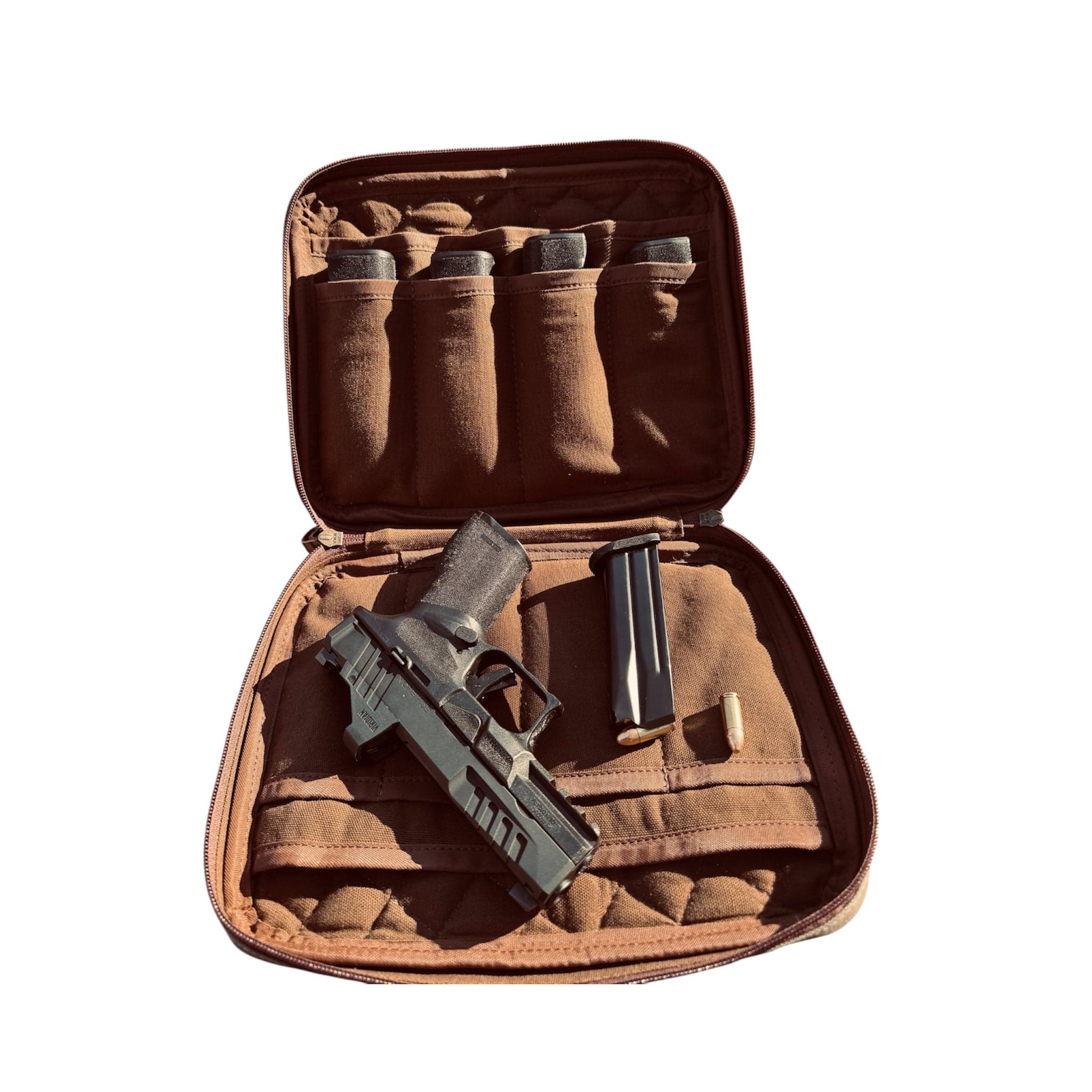 CLEAN TRIGGER Green Canvas Leather Handgun Bag Green Canvas Leather Handgun Bag