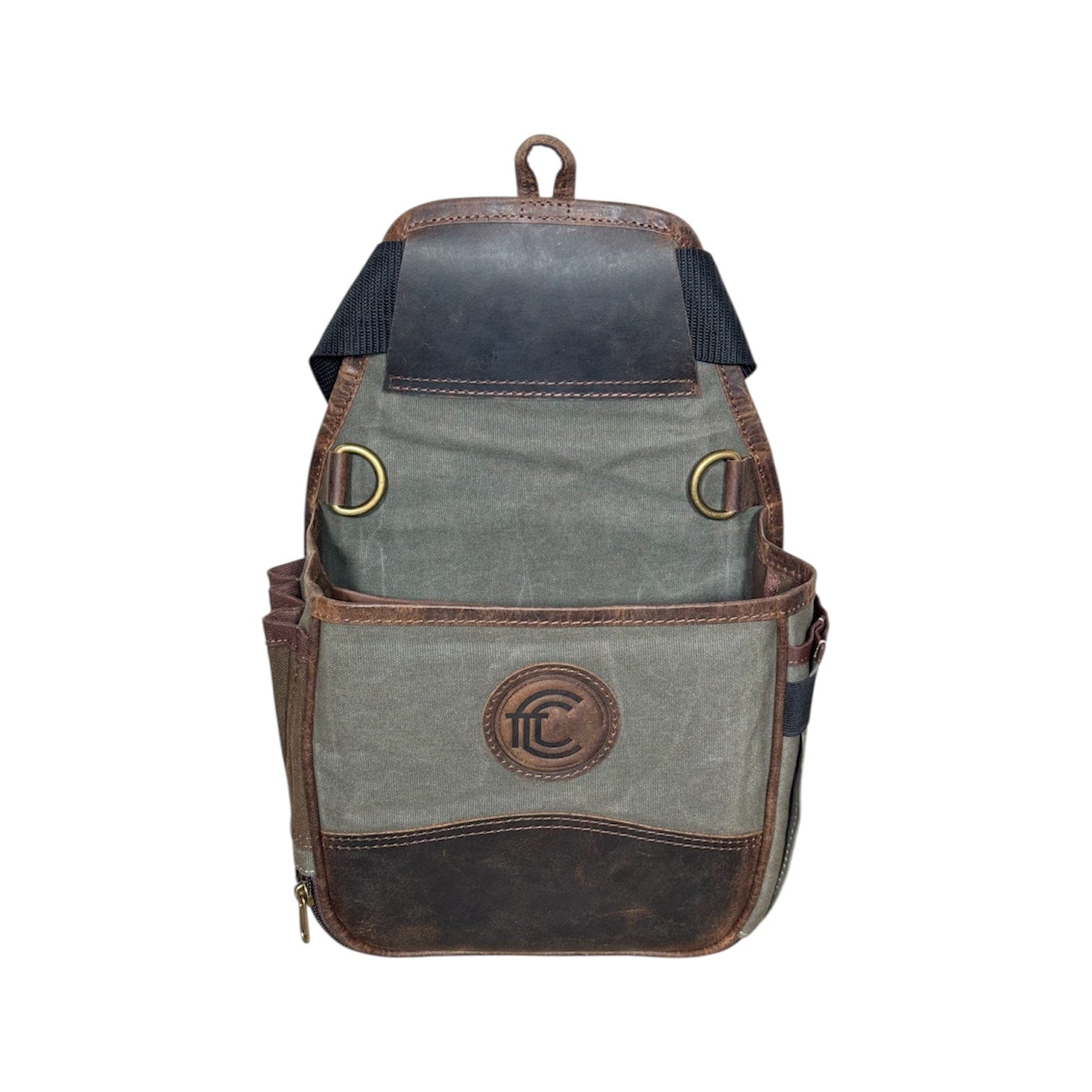 CLEAN TRIGGER Green Canvas Leather Shell Pouch Green Canvas Leather Shell Pouch