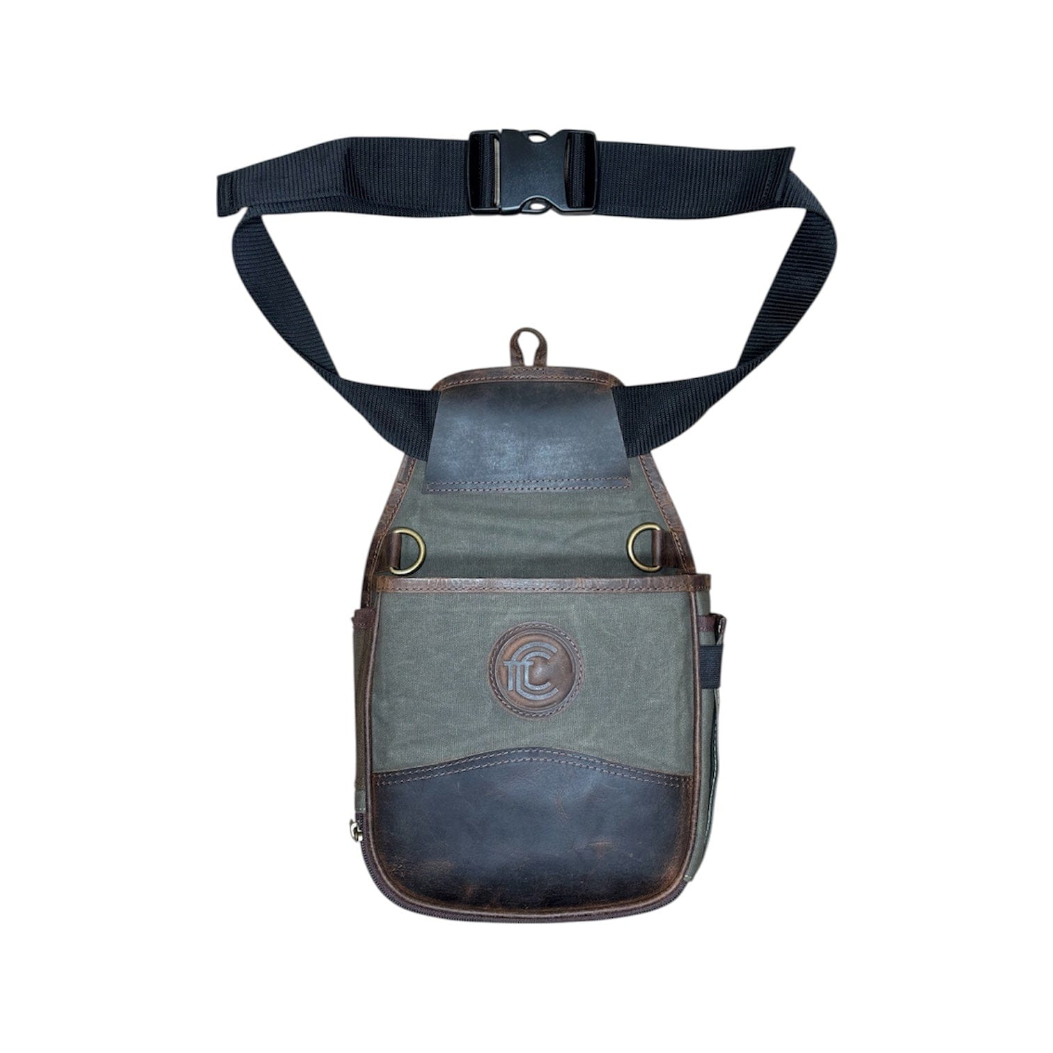 CLEAN TRIGGER Green Canvas Leather Shell Pouch Green Canvas Leather Shell Pouch