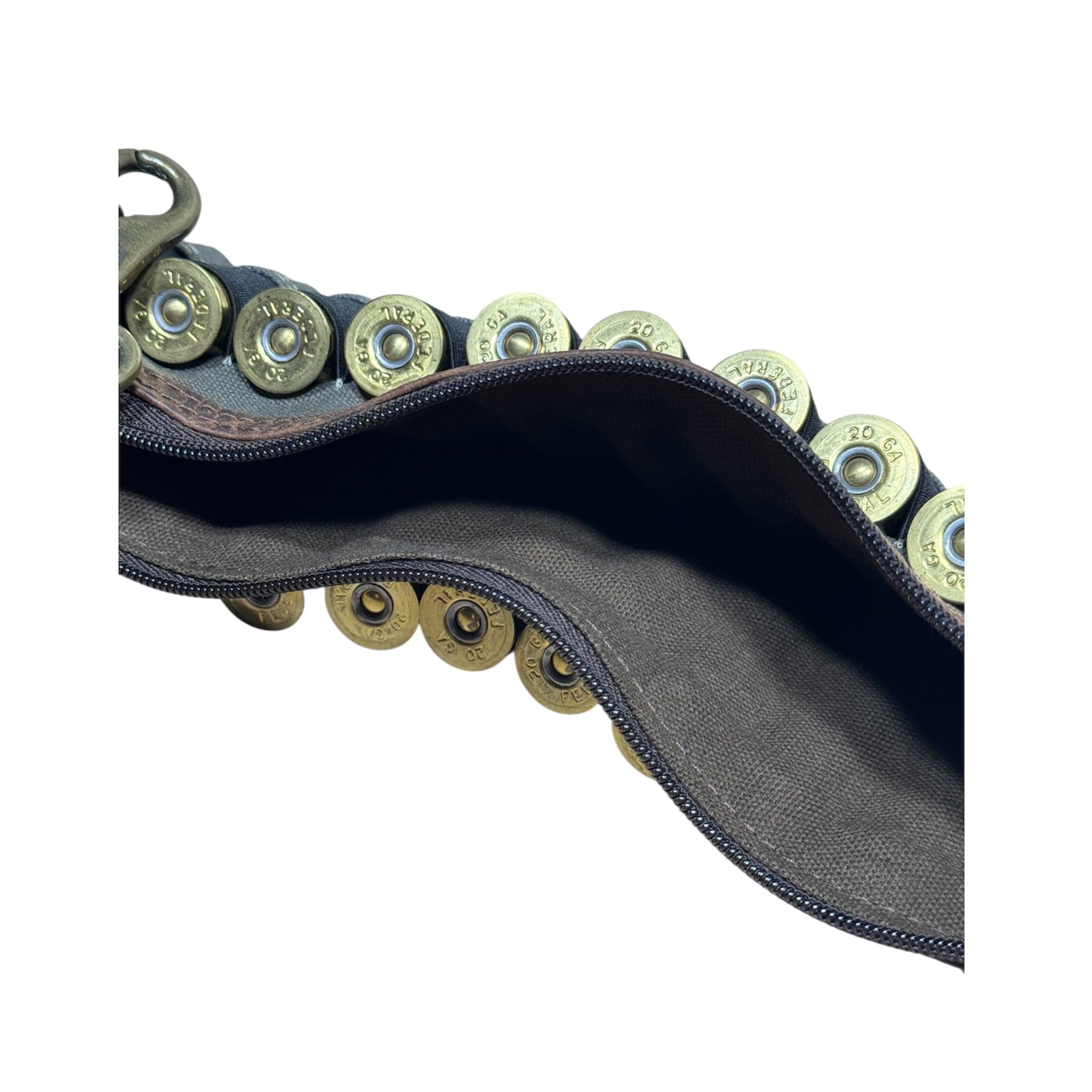 CLEAN TRIGGER Green Canvas Leather Shotgun Shell Holder Green Canvas Leather Shotgun Shell Holder