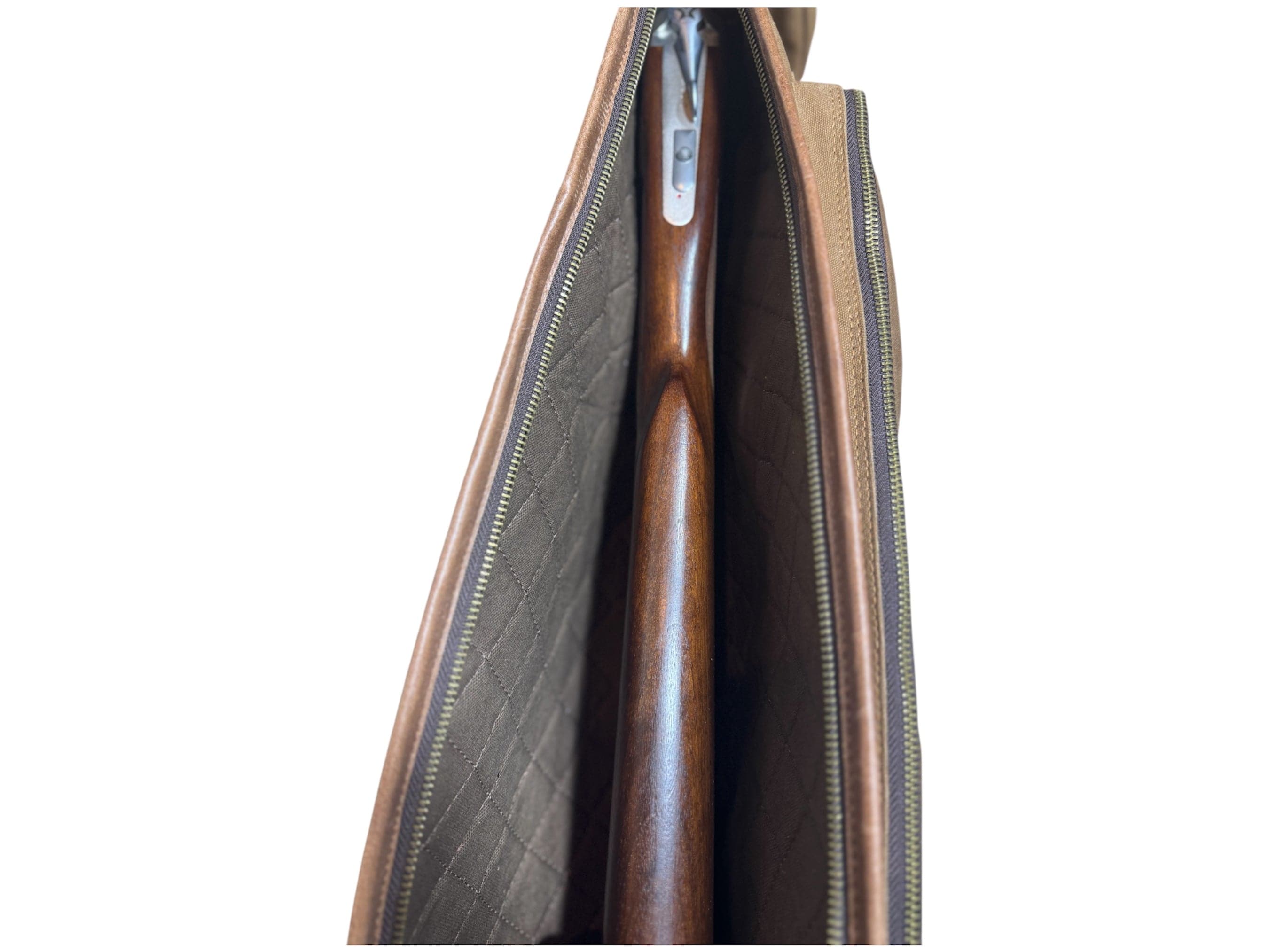 CLEAN TRIGGER Shotgun case - Brown Canvas Leather with three exterior pockets. | Ships Out Same Day ! Shotgun case - Brown Canvas Leather with three exterior pockets. | Ships Out Same Day !